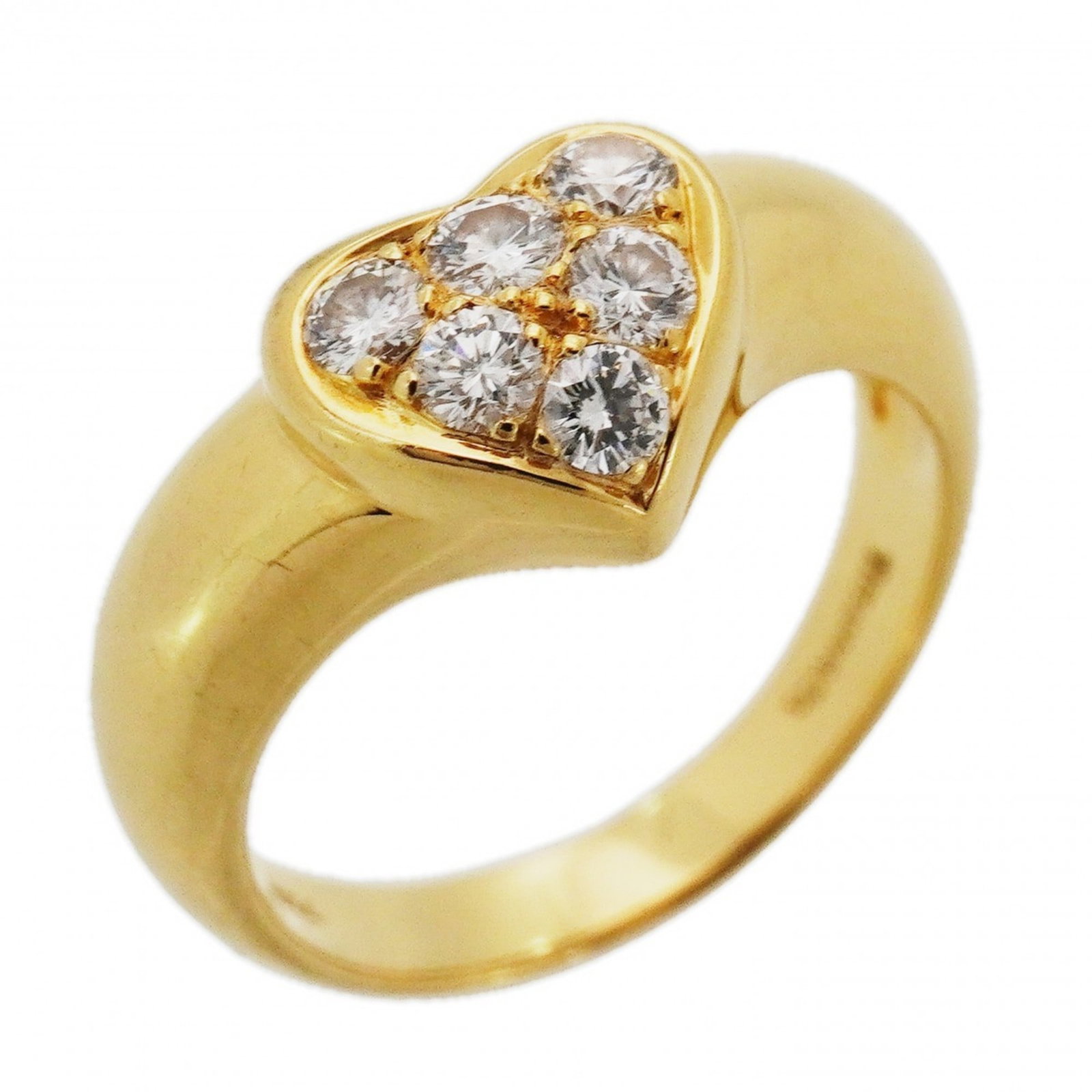 Tiffany 18k yellow gold band ring: Tiffany 18k yellow gold band ring A beautiful 18k yellow gold band ring from Tiffany, featuring a diamond stone and set in a classic design. This used ring has some signs of wear, with minor
