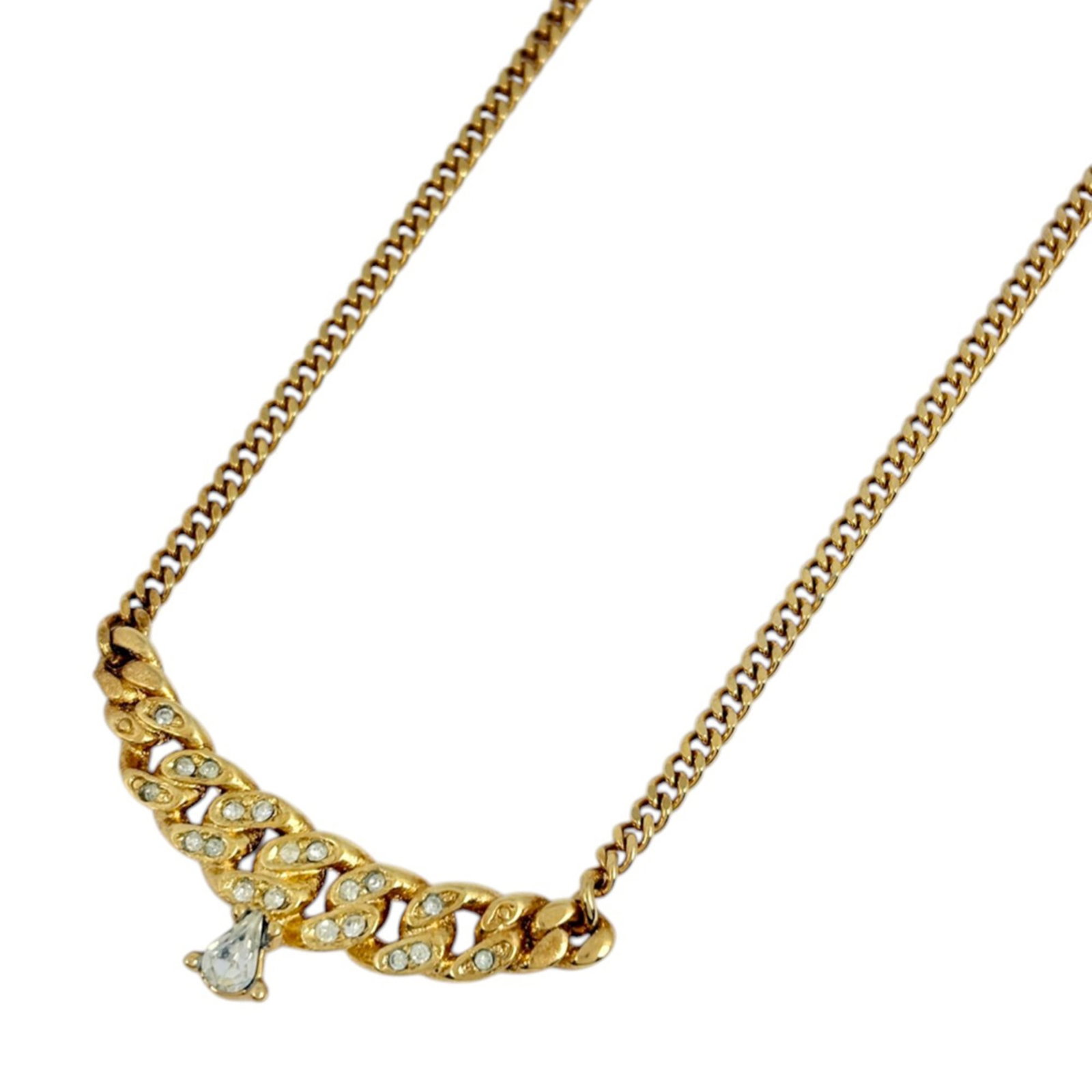 Christian Dior Gold Women's Rhinestone Necklace (1 of 5)