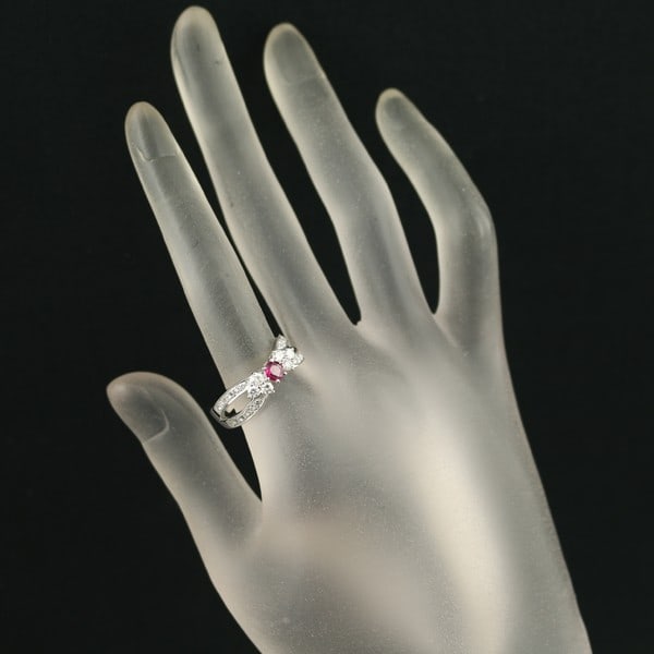 Ruby 0.33Ct Diamond 0.62Ct Ring 900 Platinum - 5
