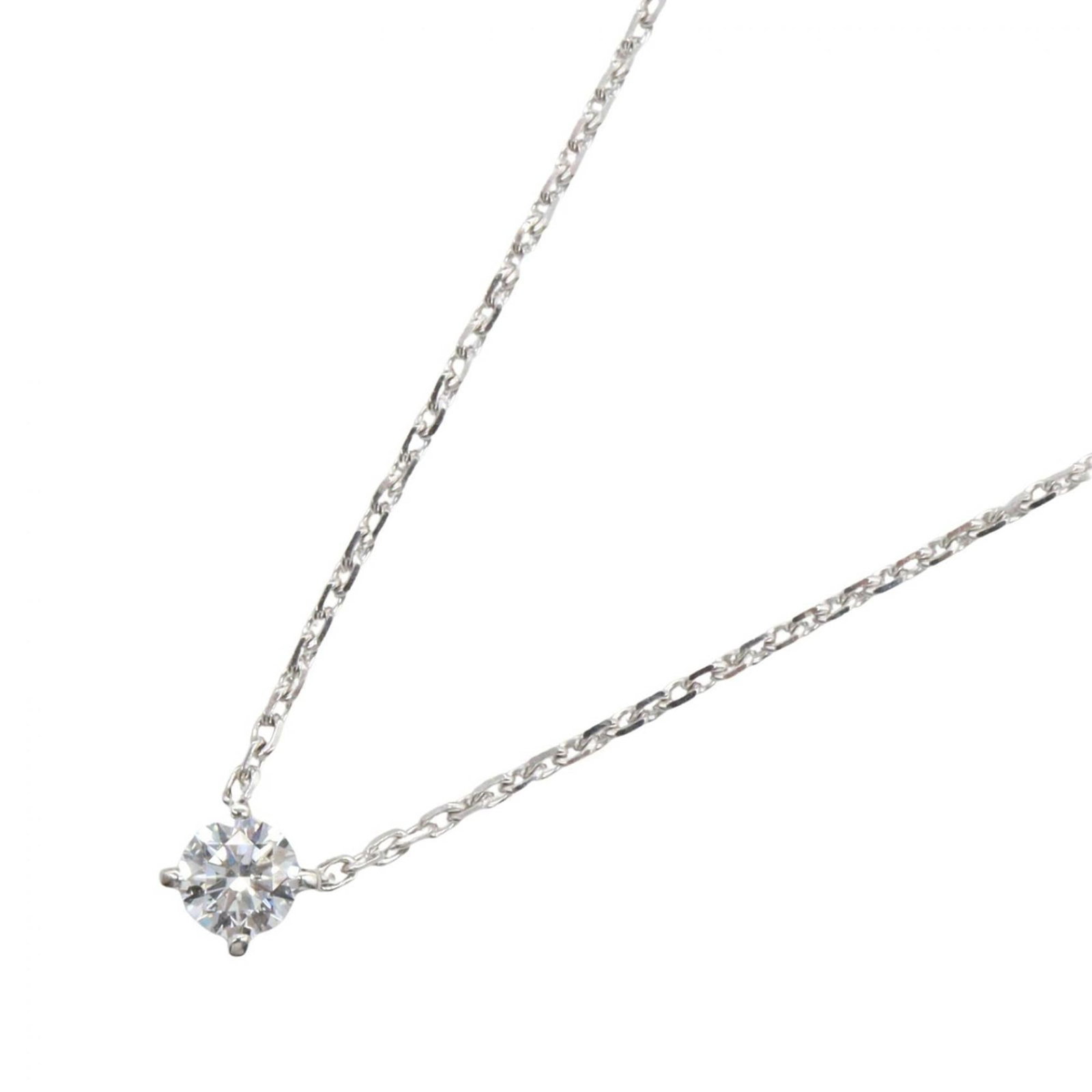 Cartier Solitaire Necklace, 18K White Gold (18KWG), Diamond, Women's, Silver Tone, Clear Tone (1 of 5)