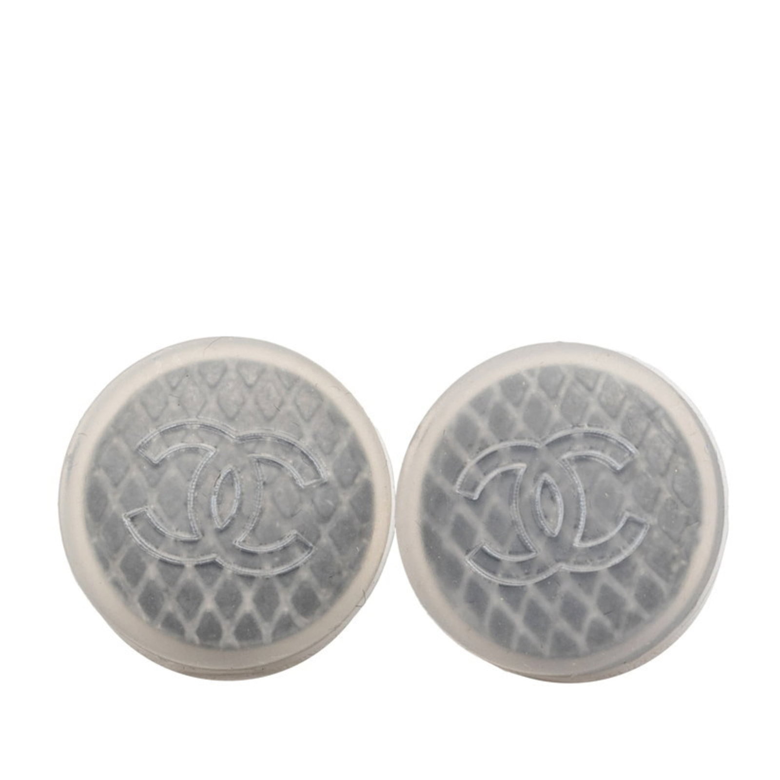 Chanel Metal Stud Rubber Earrings: Chanel Metal Stud Rubber Earrings Elegant and sophisticated, these Chanel Metal Stud Rubber Earrings boast a sleek gray and silver design that adds a touch of understated glamour to any outfit. Made