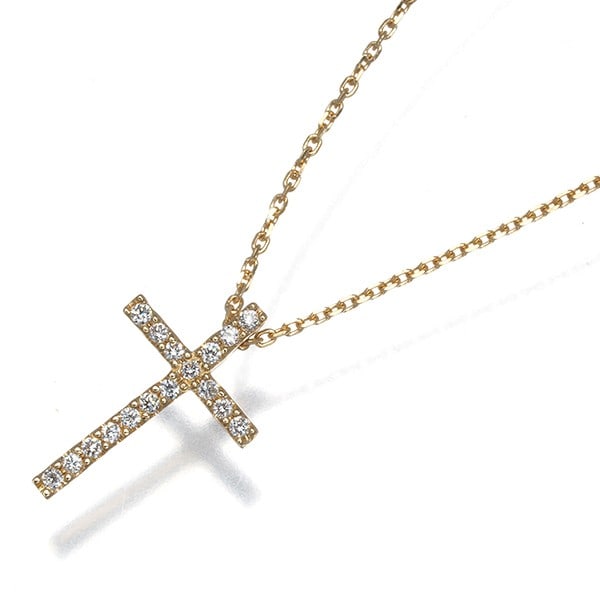 Star Jewelry Necklace Diamond 0.05Ct Cross 18K 750 Yellow Gold: Star Jewelry Necklace Diamond 0.05Ct Cross 18K 750 Yellow Gold A delicate 18k yellow gold pendant showcases a natural 0.05ct diamond, set in a cross design that adds a touch of elegance to any