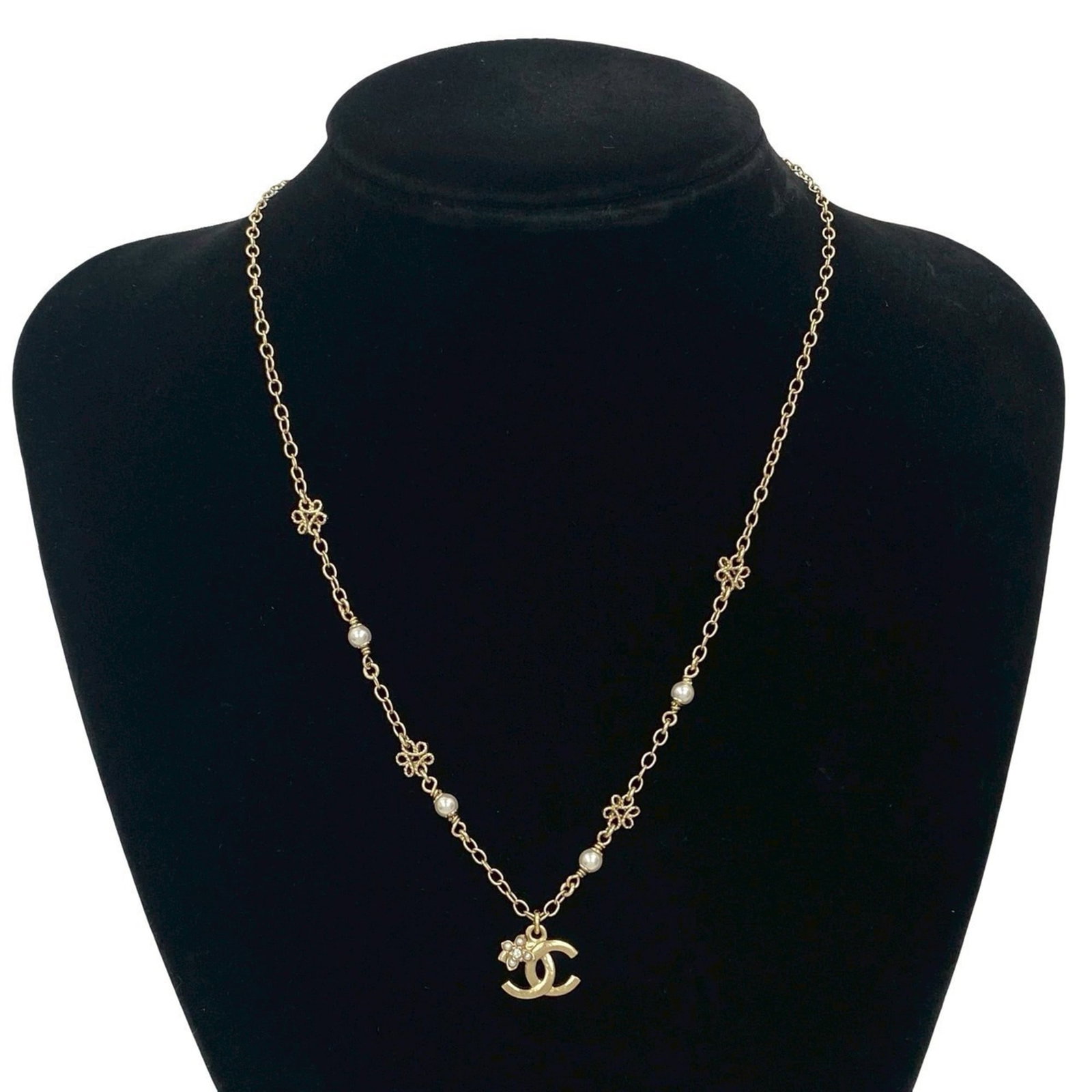 Chanel Gold Faux Pearl Necklace Mark Coco Pendant (1 of 4)