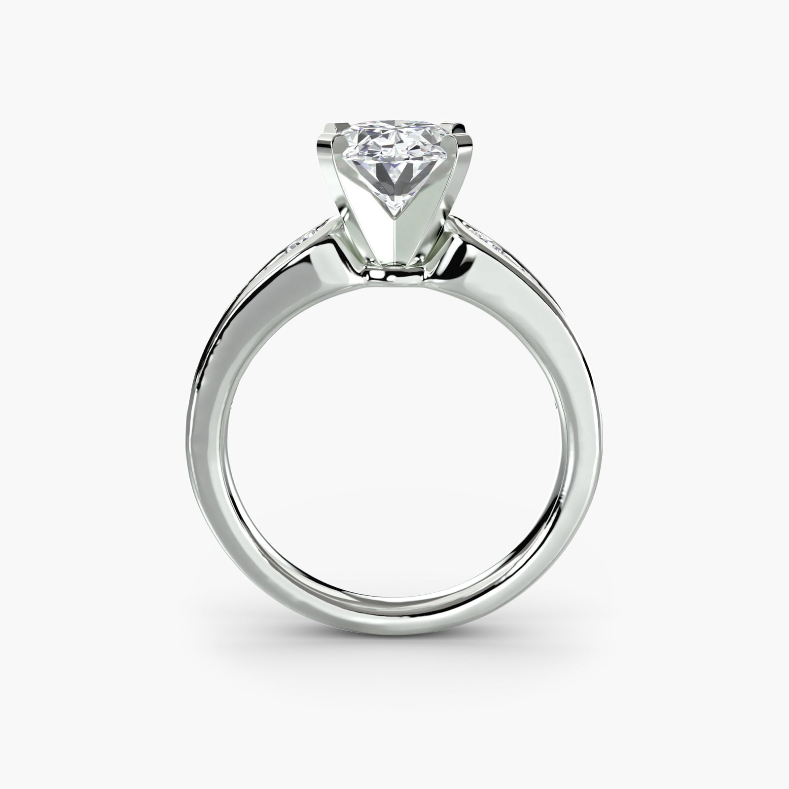 Pave Oval 14Kt White Gold Ring Setting (1 of 5)
