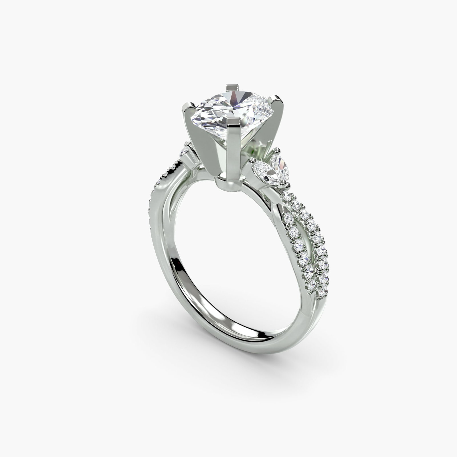 Pave Round 950 Platinum Ring Setting - 5