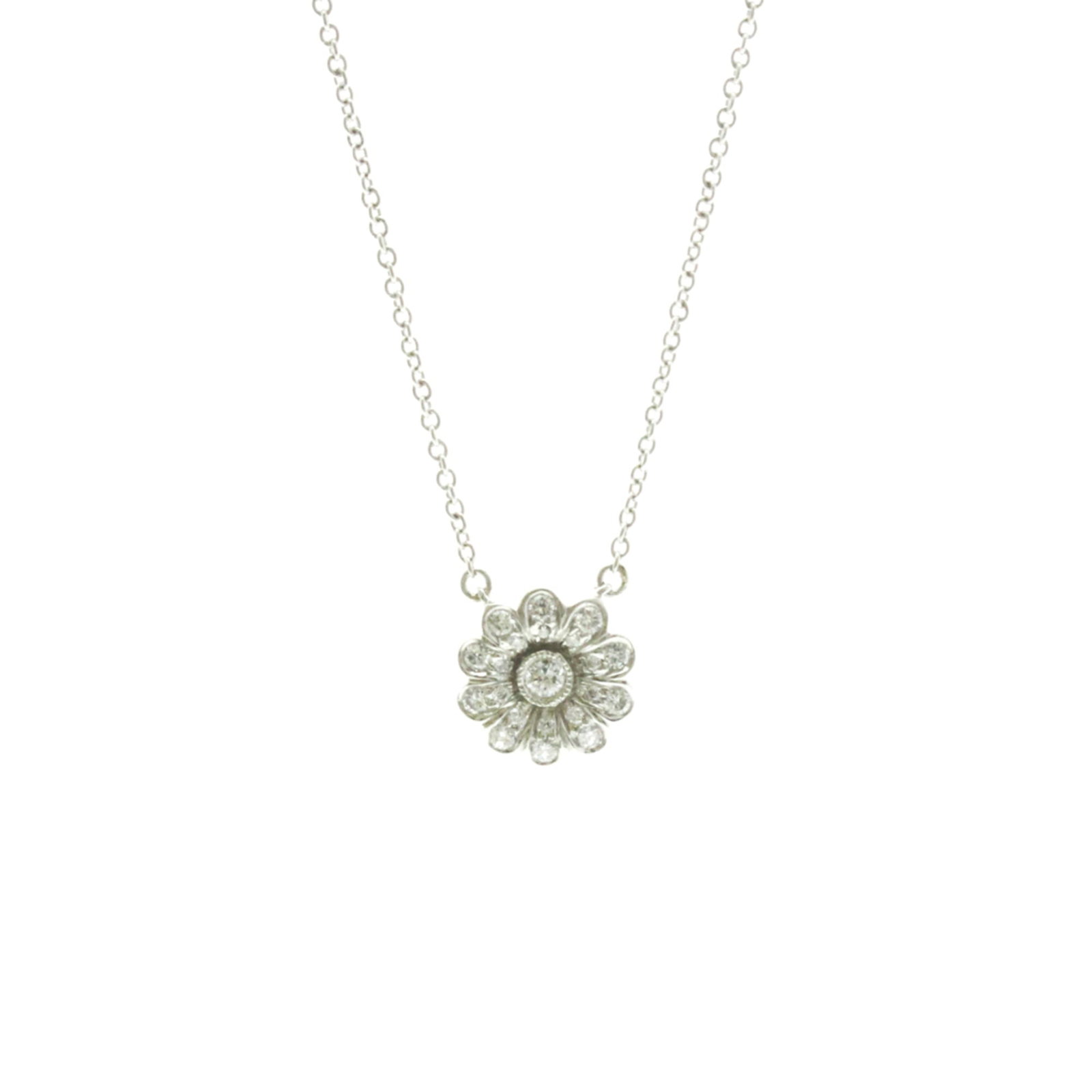 Tiffany Flower Diamond Necklace Platinum Diamond Men, Women Fashion Pendant Necklace (1 of 13)