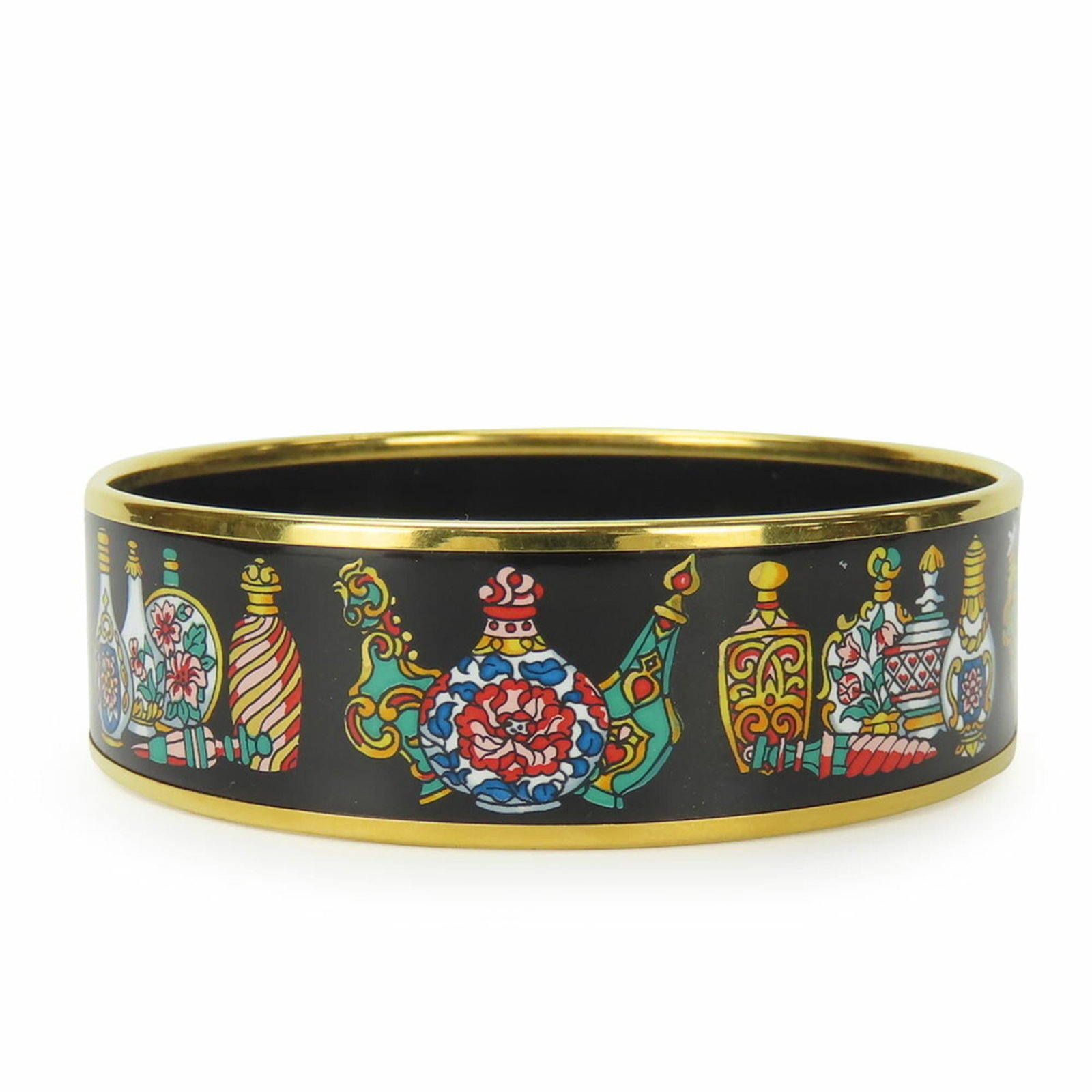 Hermes Bangle Cloisonn/ Enamel, Metal: Hermes Bangle Cloisonn/ Enamel, Metal A sleek and sophisticated black bangle from iconic luxury brand Hermes, featuring intricate cloisonn? and enamel details that add a touch of elegance to any