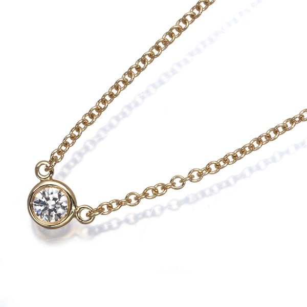 Tiffany&Co. Necklace Diamond 0.08Ct By The Yard 18K 750 Yellow Gold: Tiffany&Co. Necklace Diamond 0.08Ct By The Yard 18K 750 Yellow Gold A stunning 0.08 carat diamond pendant in 18k yellow gold from Tiffany & Co., crafted with meticulous attention to detail, showcases