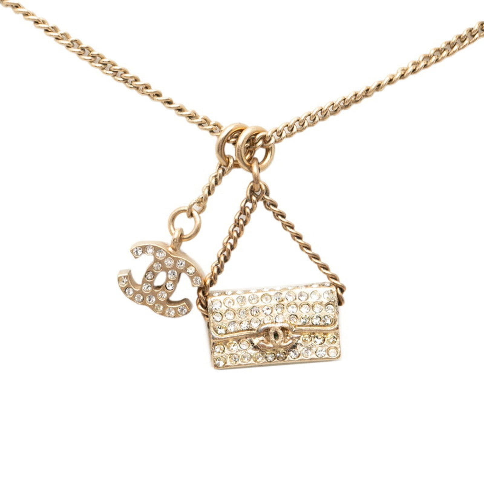Chanel Coco Mark Handbag Motif Pendant Necklace 05A Gold Plated Rhinestone Women's CHANEL (1 of 5)