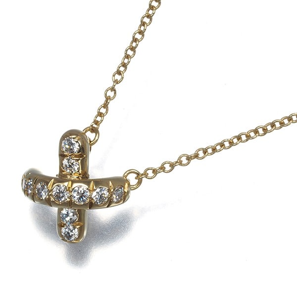 Tiffany&Co. Necklace Diamond Cross Stitch 18K 750 Yellow Gold (1 of 4)