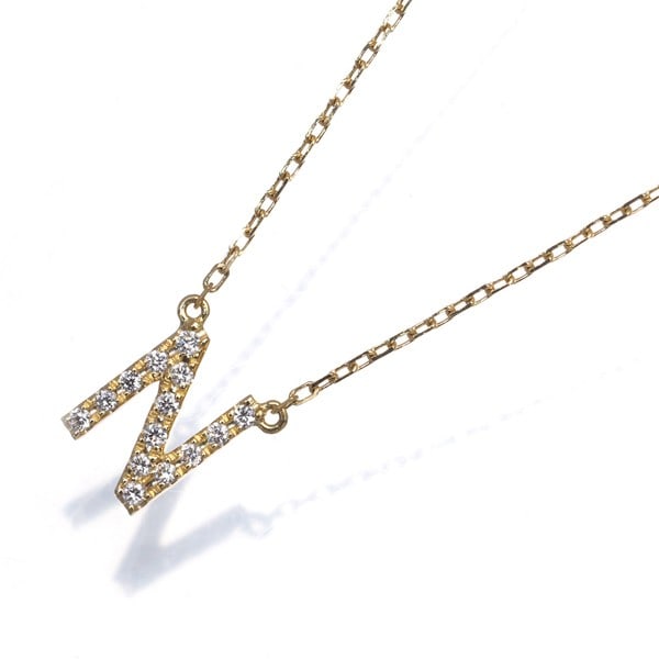 N 18K 750 yellow gold ahkah necklace diamond initial (1 of 4)