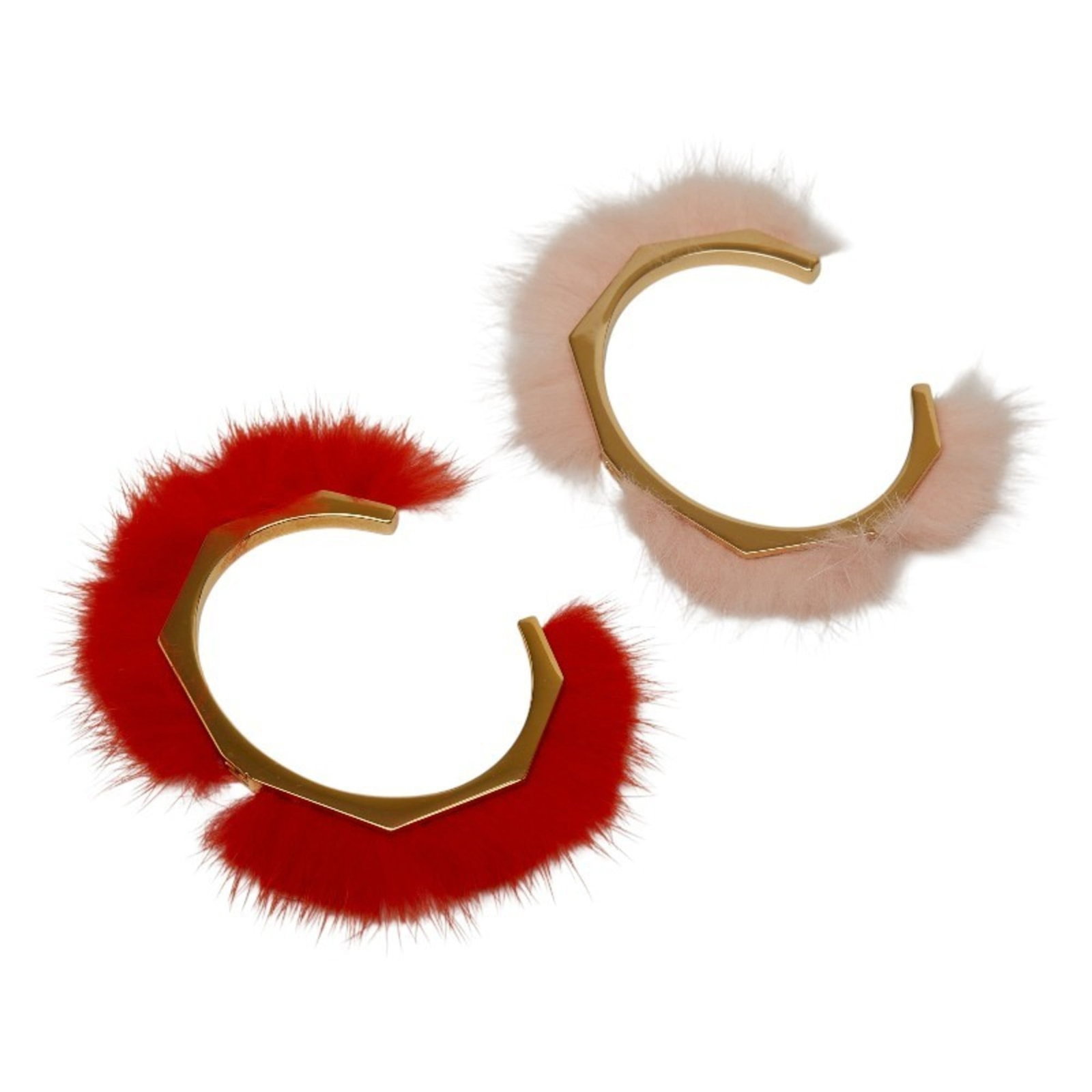 Fur Bangle by Fendi: Fur Bangle by Fendi A statement piece for the fashion-forward, this pink orange fur bangle by Fendi boasts a striking color combination that adds a touch of luxury to any outfit. Measuring 15.5cm in