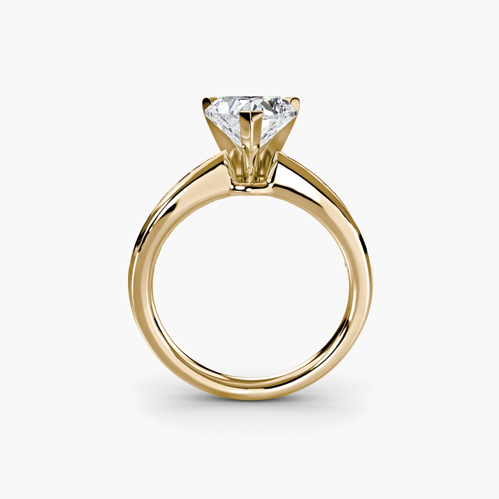 Pave Heart 18Kt Yellow Gold Ring Setting: Pave Heart 18Kt Yellow Gold Ring Setting Elegant and understated, this 18Kt yellow gold pave heart ring setting showcases 12 carefully placed side stones totaling 0.313 carats of lab-grown EF/VS