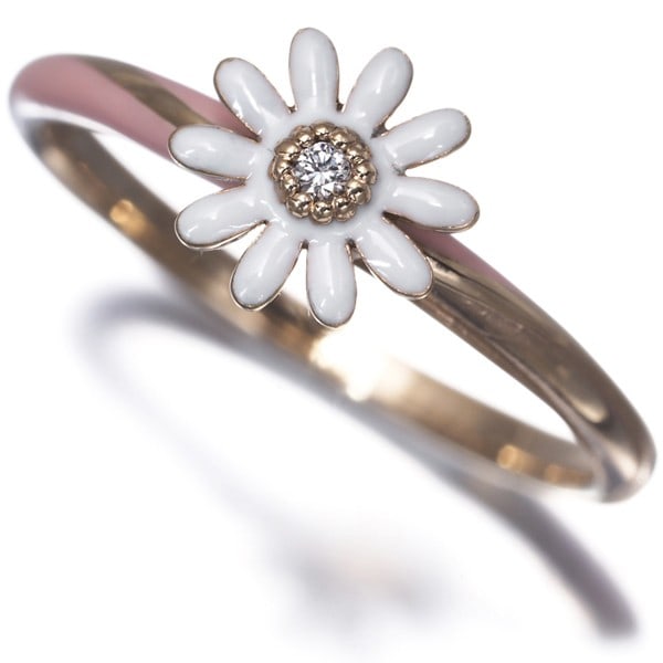 Star Jewelry Ring Diamond 0.01Ct Flower Us4-4.25 10K Yg/ Enamel (1 of 7)