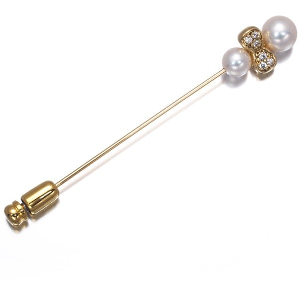 Mikimoto Brooch Akoya Pearl 6.0-7.3Mm Diamond Lapel Pin 18K Yg (1 of 4)
