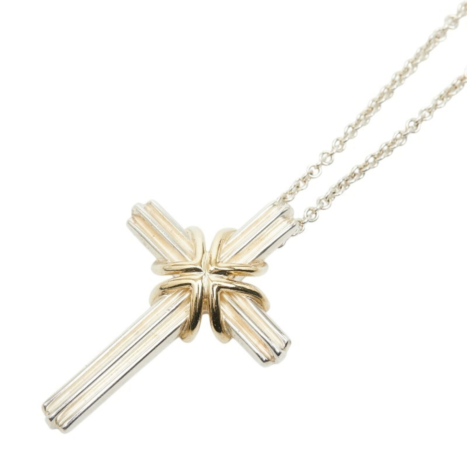 Tiffany & Co. Signature Cross Necklace, SV925 Sterling Silver, 18K Yellow Gold, Women's.: Tiffany & Co. Signature Cross Necklace, SV925 Sterling Silver, 18K Yellow Gold, Women's. A stunning Tiffany & Co. Signature Cross Necklace in 18K yellow gold and sterling silver, this elegant piece