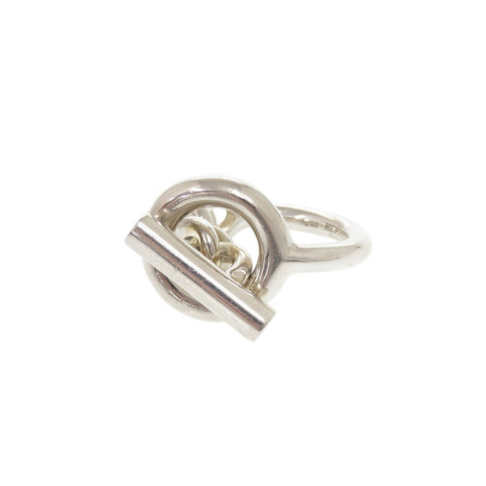 Silver band ring from Hermes.: Silver band ring from Hermes. A sleek and timeless silver band ring from renowned luxury brand Hermes, this piece boasts a classic design that exudes understated elegance. With its 53mm size and 925 s