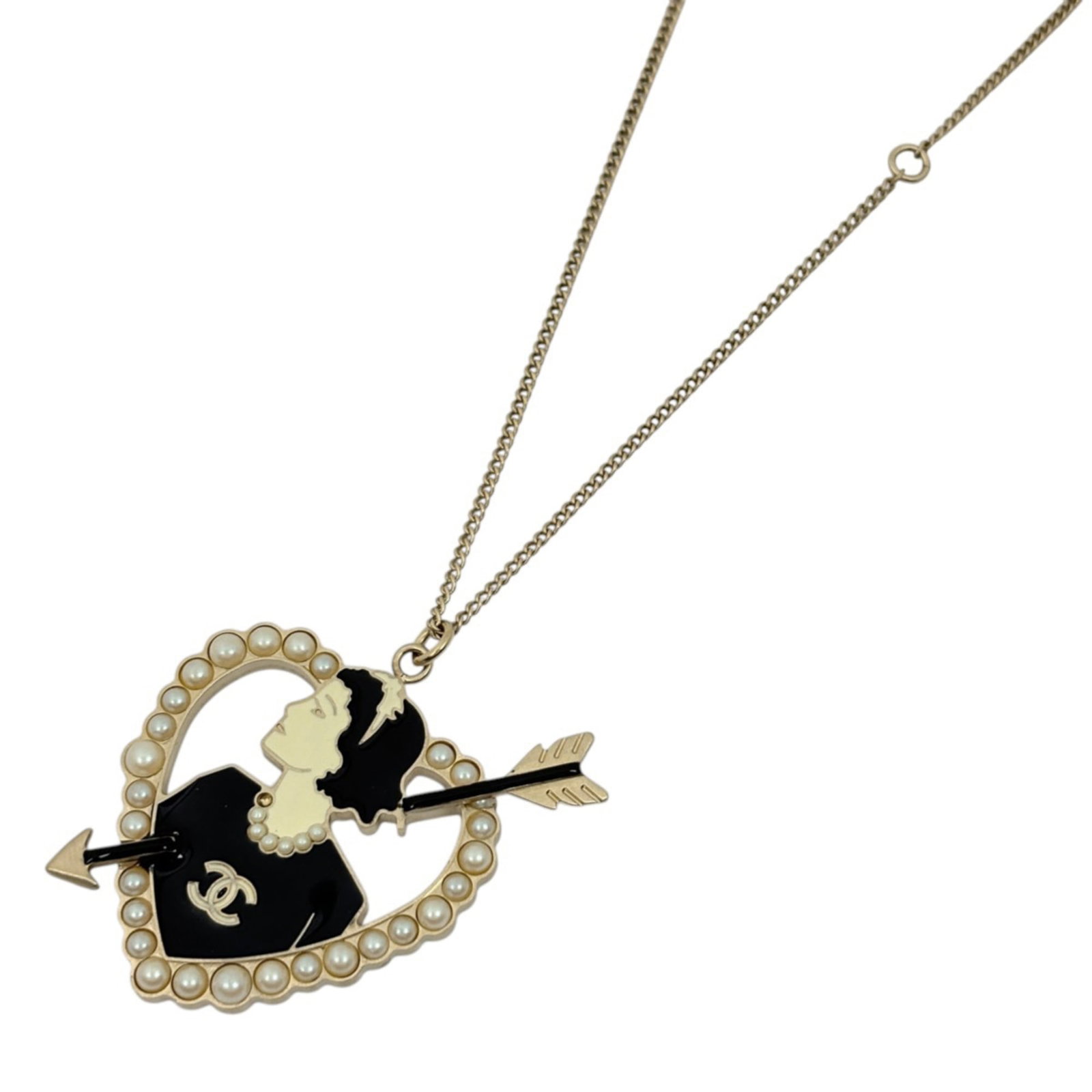 CHANEL Mademoiselle faux pearl necklace, Coco Chanel Heart Arrow GP gold, women's (1 of 4)