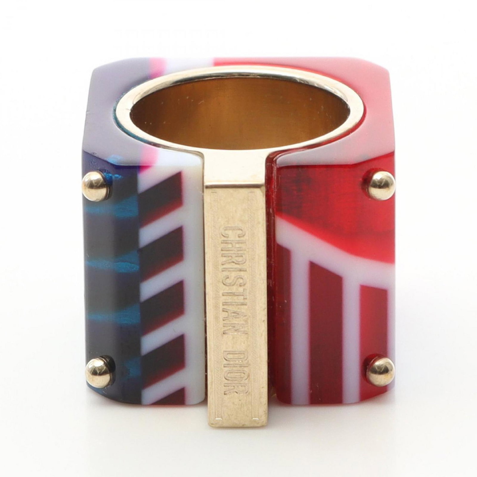 Christian Dior Band Ring Gold Plating: Christian Dior Band Ring Gold Plating A beautiful Christian Dior band ring in gold plating adds a touch of elegance to any outfit. With its multi-color design and durable gold plating, this ring is a