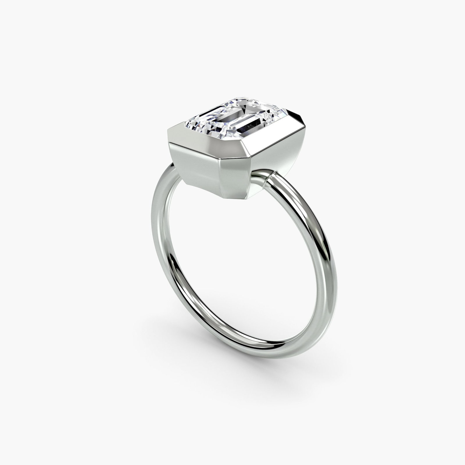 Solitaire Emerald 950 Platinum Ring Setting - 5