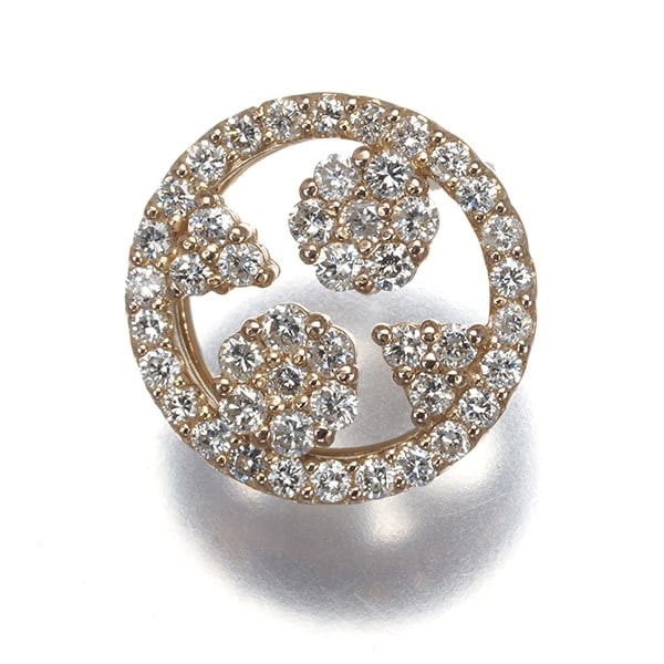 Rose gold diamond 0.50ct paved flower pendant 18k (1 of 4)