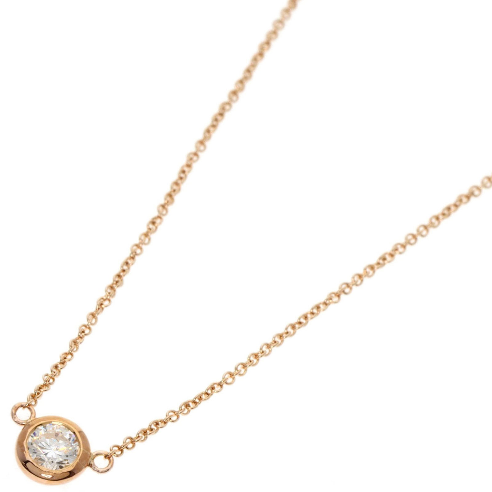 Tiffany & Co. By the Yard Diamond Necklace, 18K Pink Gold, Women's.: Tiffany & Co. By the Yard Diamond Necklace, 18K Pink Gold, Women's. Elevate your style with this stunning 18K pink gold Tiffany & Co. diamond necklace, featuring a beautiful 5.8mm x 5.8mm diamond pend