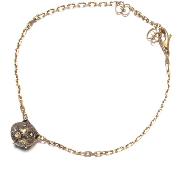 Gucci Bracelet Diamond Jade Le Marche Des Merveilles Cat Head 18K Yg (1 of 7)