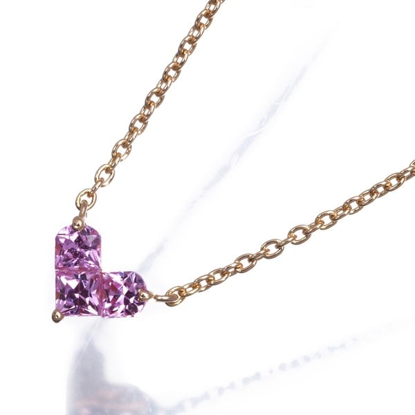 Star Jewelry Necklace Pink Sapphire 0.25Ct Mysterious Heart 18K Pg (1 of 4)