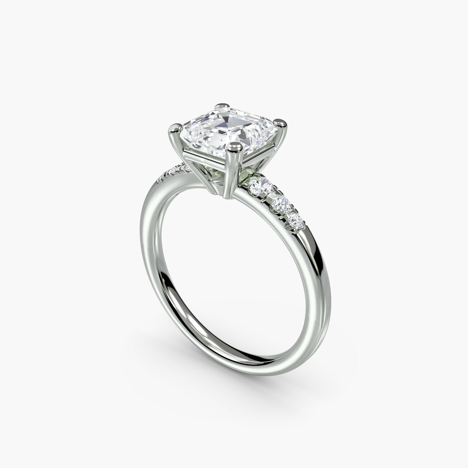 Solitaire Asscher 950 Platinum Ring Setting - 5