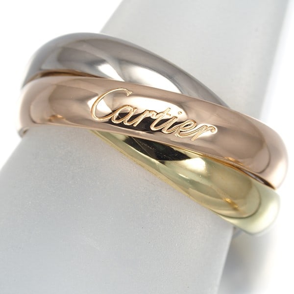 Classic Cartier Trinity 3Color 18k Yellow and White Rose Gold Eu48 Cartier Ring (1 of 4)