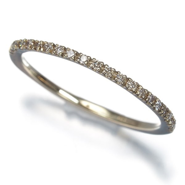 Brown Diamond 0.10Ct Half Eternity Ring 10K 416 Yellow Gold (1 of 4)