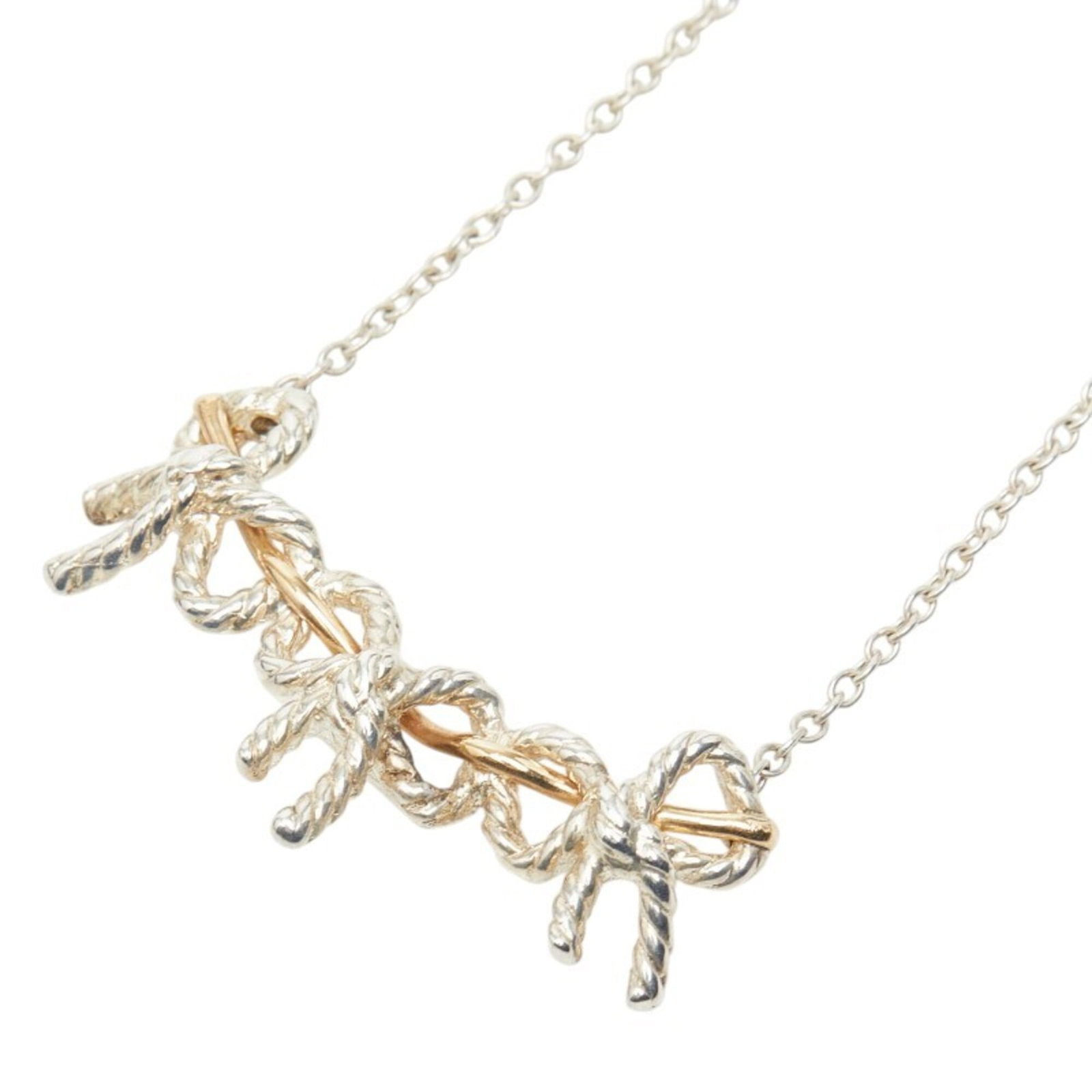 Tiffany & Co. women's triple ribbon silver gold combination necklace (1 of 6)