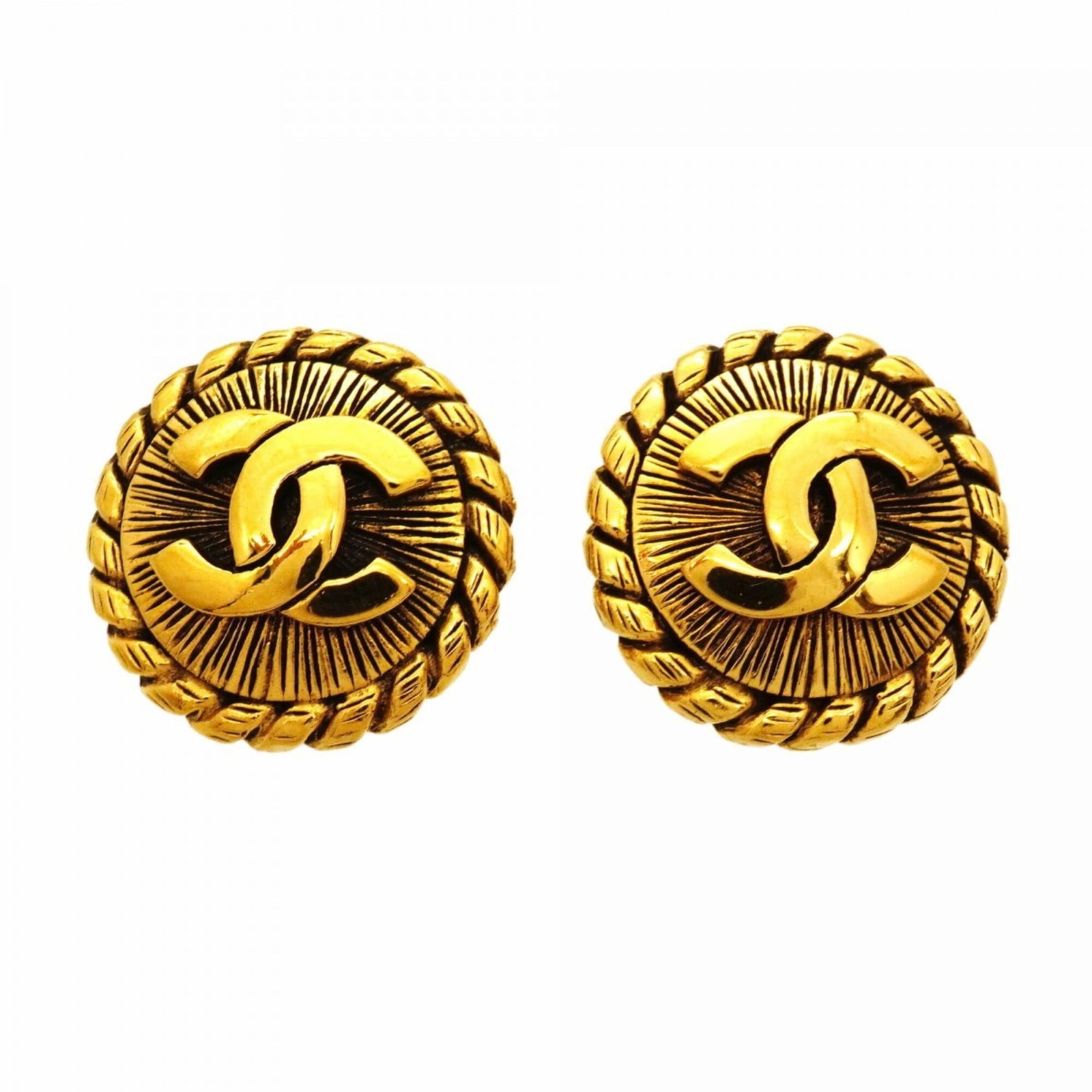 Chanel Clip Earrings Gold Plating: Chanel Clip Earrings Gold Plating Elegant gold plating accents add a touch of sophistication to these classic Chanel clip earrings, featuring a timeless design that remains stylish today. With their