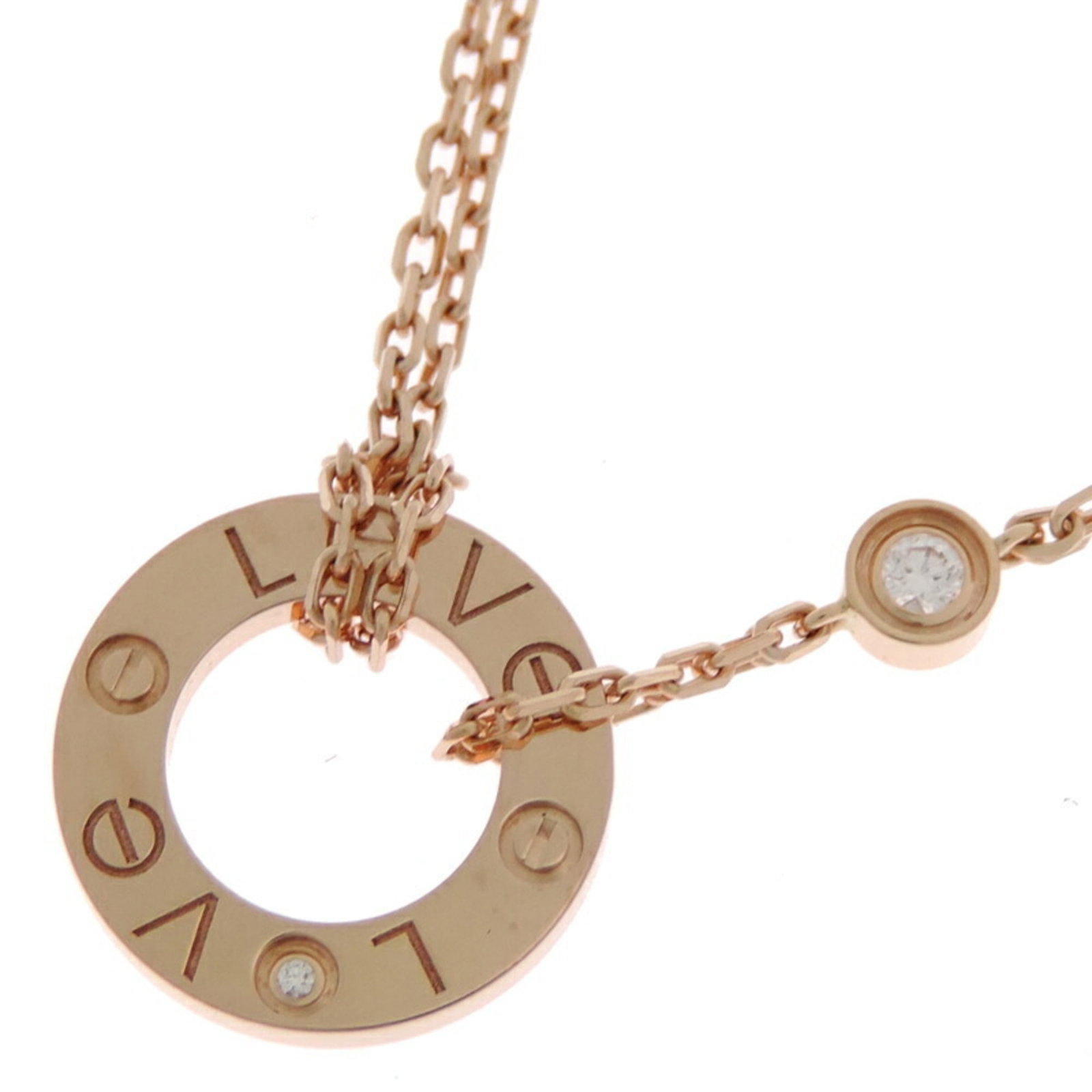 Cartier Love Circle 2P Diamond 2022 Purchased Women's Necklace B7224509 750 Pink Gold: Cartier Love Circle 2P Diamond 2022 Purchased Women's Necklace B7224509 750 Pink Gold A stunning Cartier Love Circle 2P diamond necklace in pink gold (18K) awaits. This beautiful piece boasts a 13mm