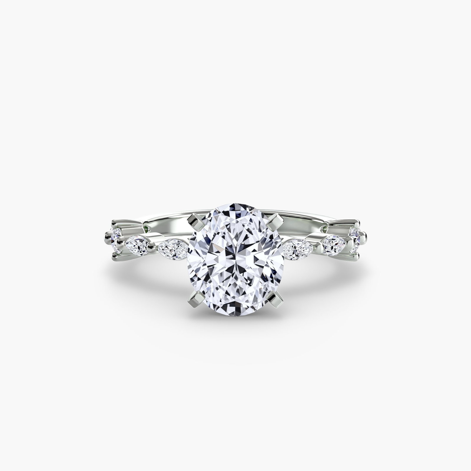 Pave Oval 950 Platinum Ring Setting - 2