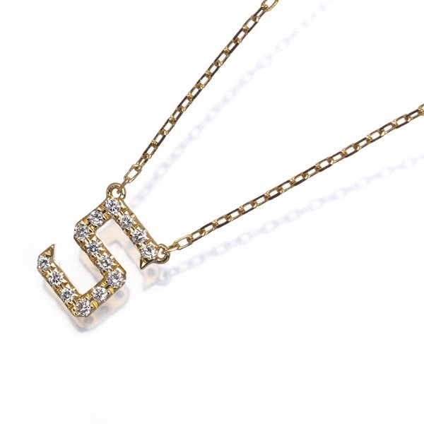 Ahkah Necklace Diamond 0.06Ct Initial Alphabet S 18K 750 Yellow Gold: Ahkah Necklace Diamond 0.06Ct Initial Alphabet S 18K 750 Yellow Gold Elegant and sophisticated, this 18k yellow gold necklace showcases a stunning 0.06ct natural diamond pendant in the shape of an