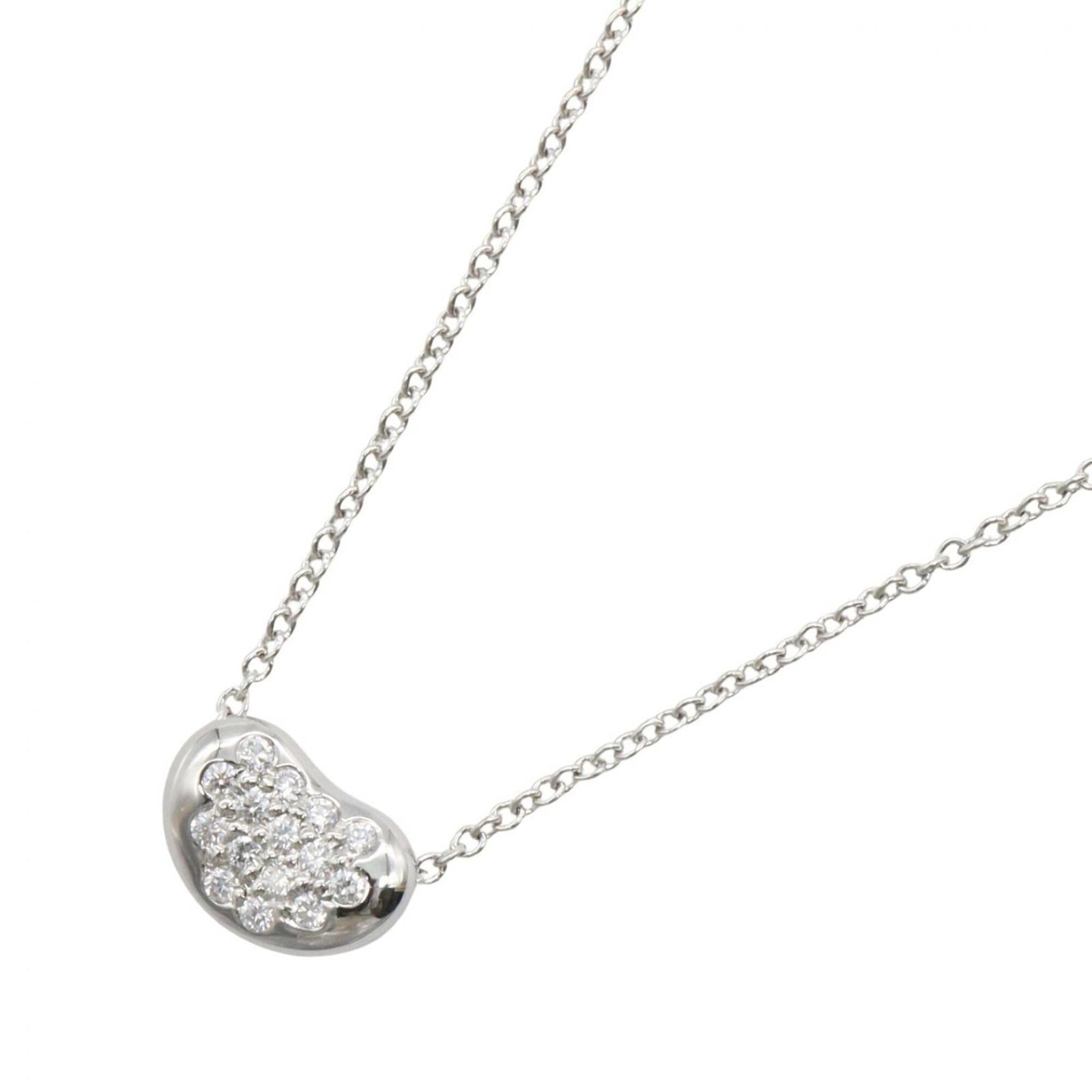 Tiffany & Co. Bean Diamond Necklace, Platinum (Pt950), Women's, Silver/ Clear Tone.: Tiffany & Co. Bean Diamond Necklace, Platinum (Pt950), Women's, Silver/ Clear Tone. A stunning Tiffany & Co. Bean Diamond Necklace in platinum, this elegant piece boasts a clear and silver tone that