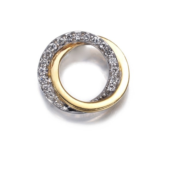 Vendome single earring is yellow gold with diamond and white circle bicolor 18k. (1 of 5)
