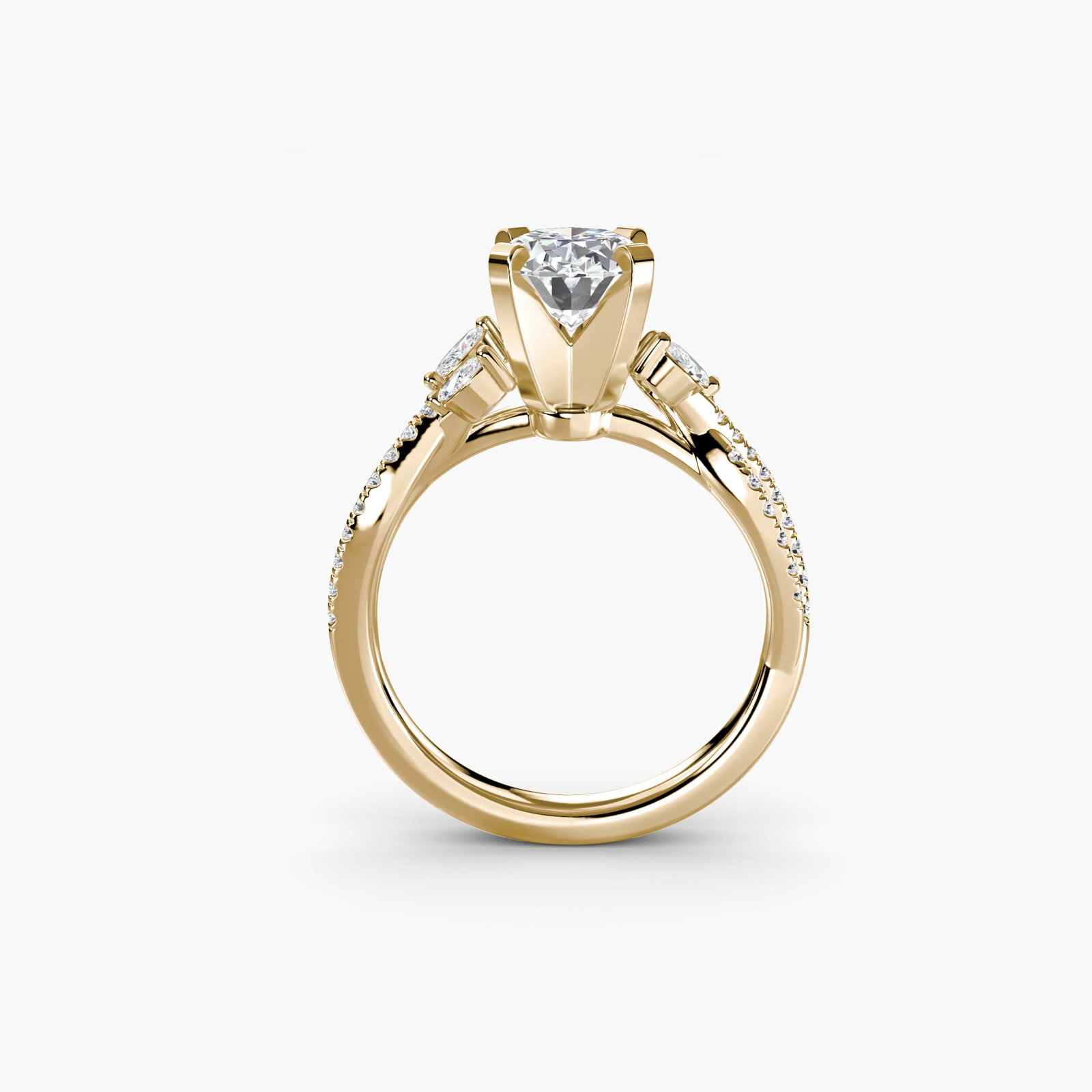 Pave Round 14Kt Yellow Gold Ring Setting: Pave Round 14Kt Yellow Gold Ring Setting Elevate your style with this beautiful pave round 14Kt yellow gold ring setting, featuring 34 side stones totaling 0.3496 carats of lab-grown EF/VS colour and