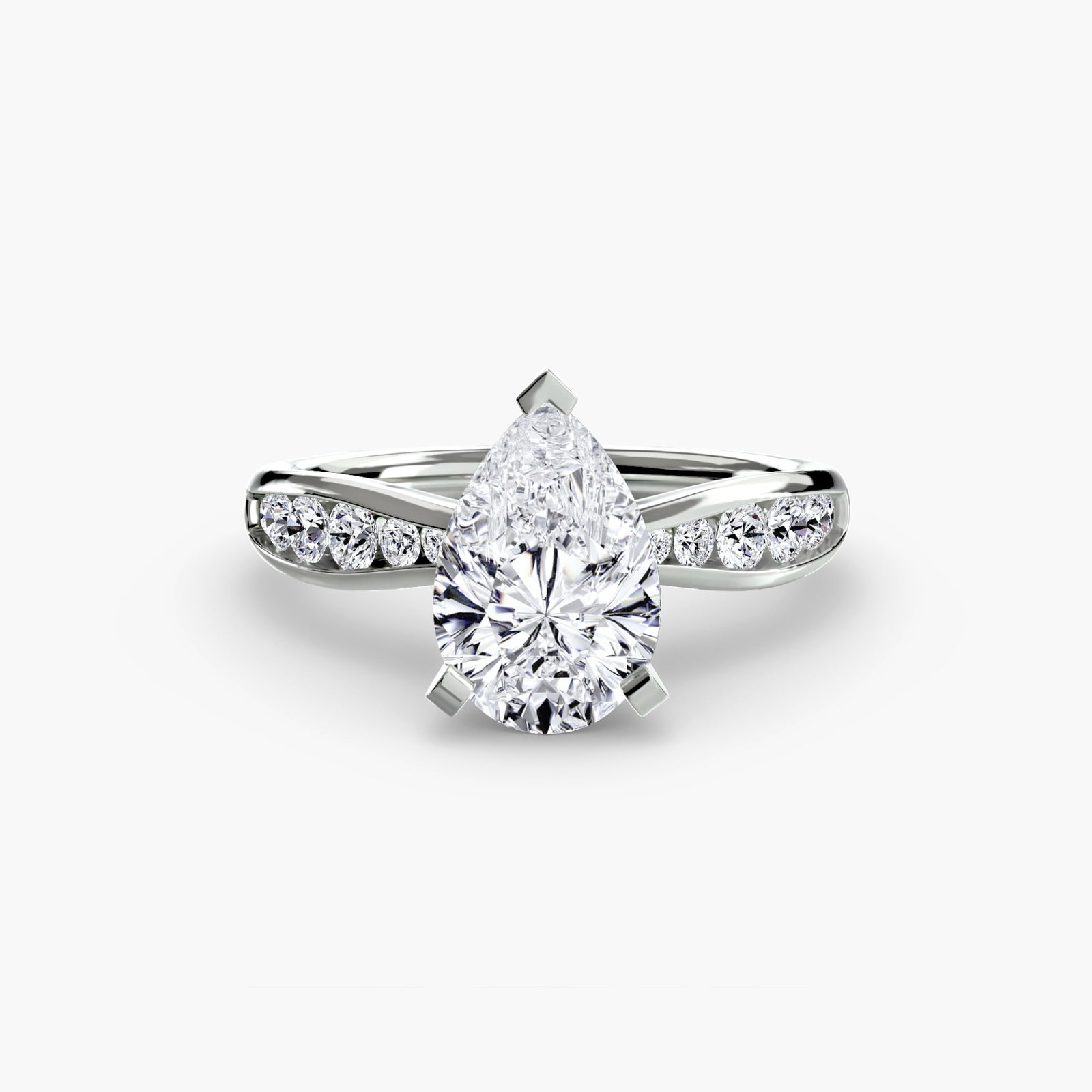 Pave Pear 950 Platinum Ring Setting - 2