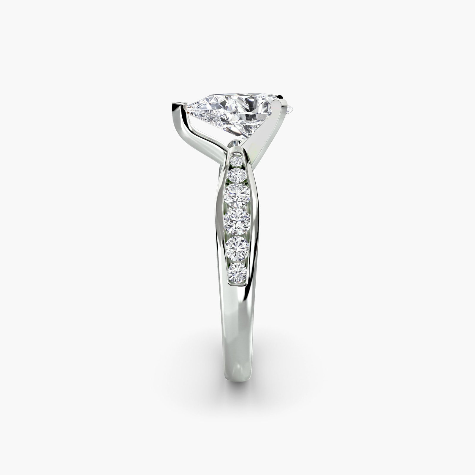 Pave Pear 950 Platinum Ring Setting - 3
