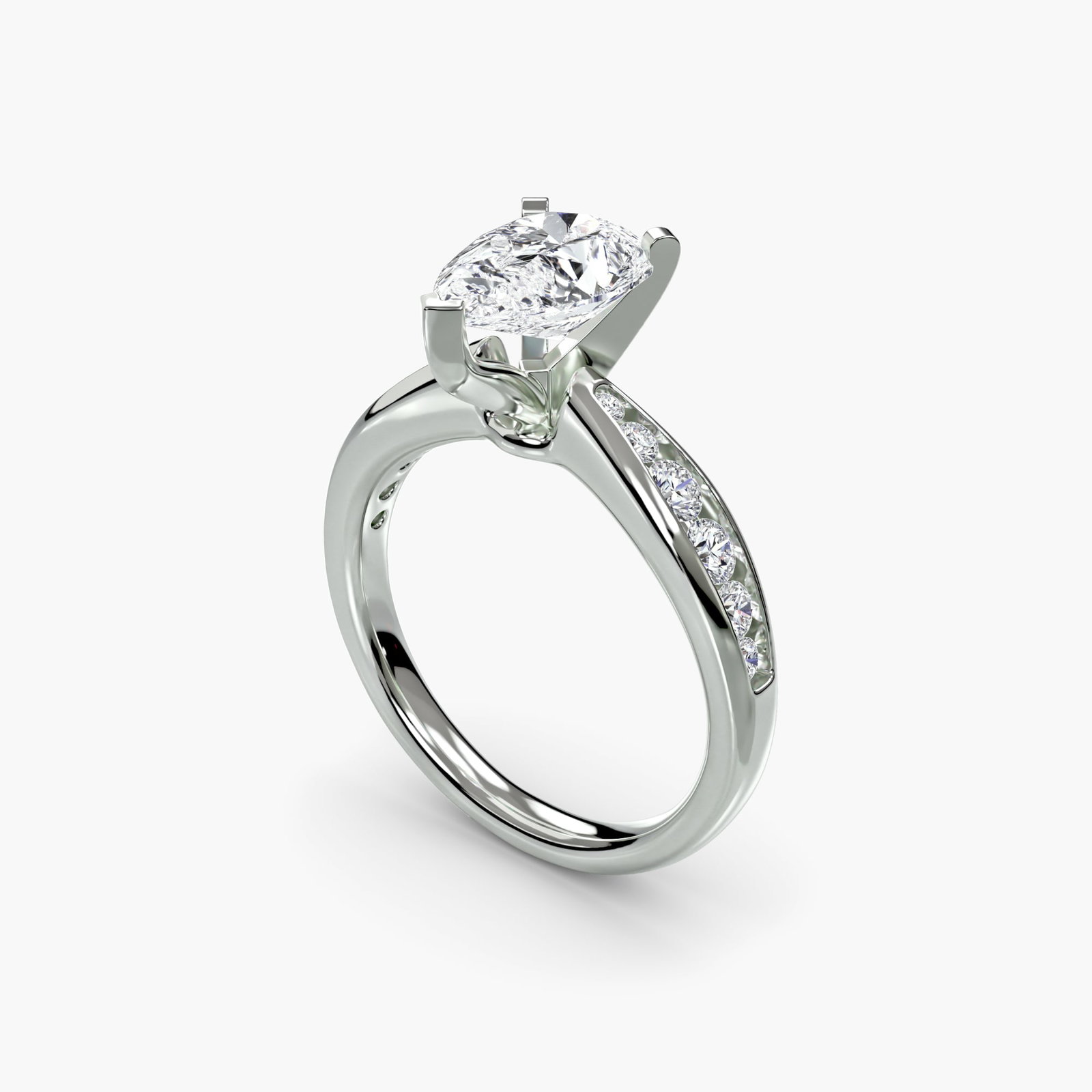 Pave Pear 950 Platinum Ring Setting - 5