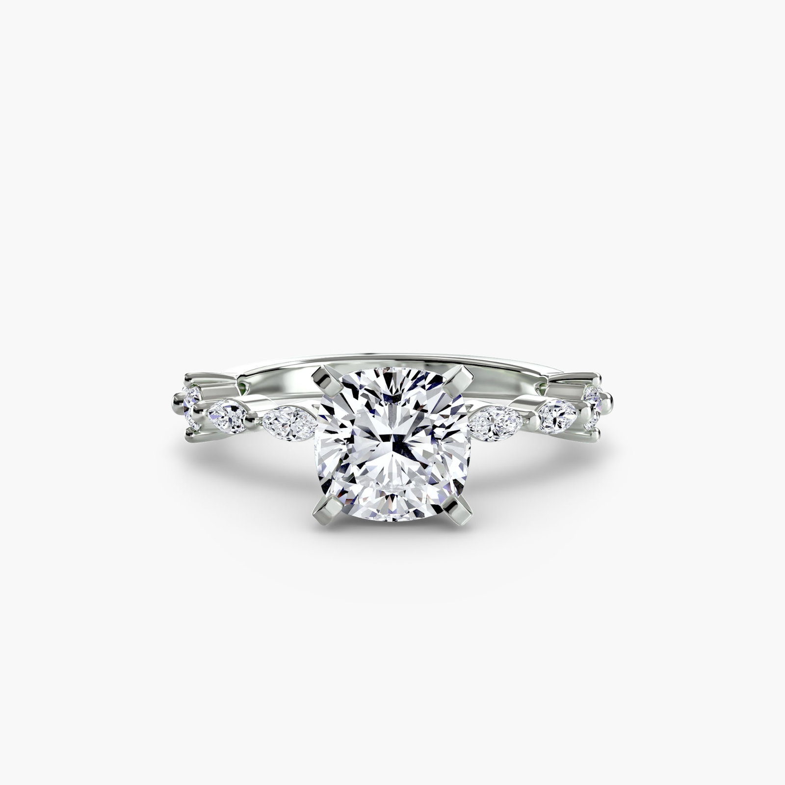 Pave Cushion 18Kt White Gold Ring Setting - 2