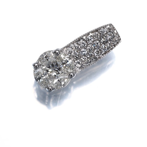 Diamond 0.50Ct Princess-Cut Marquise-Cut Pendant 18K 750 White Gold (1 of 4)