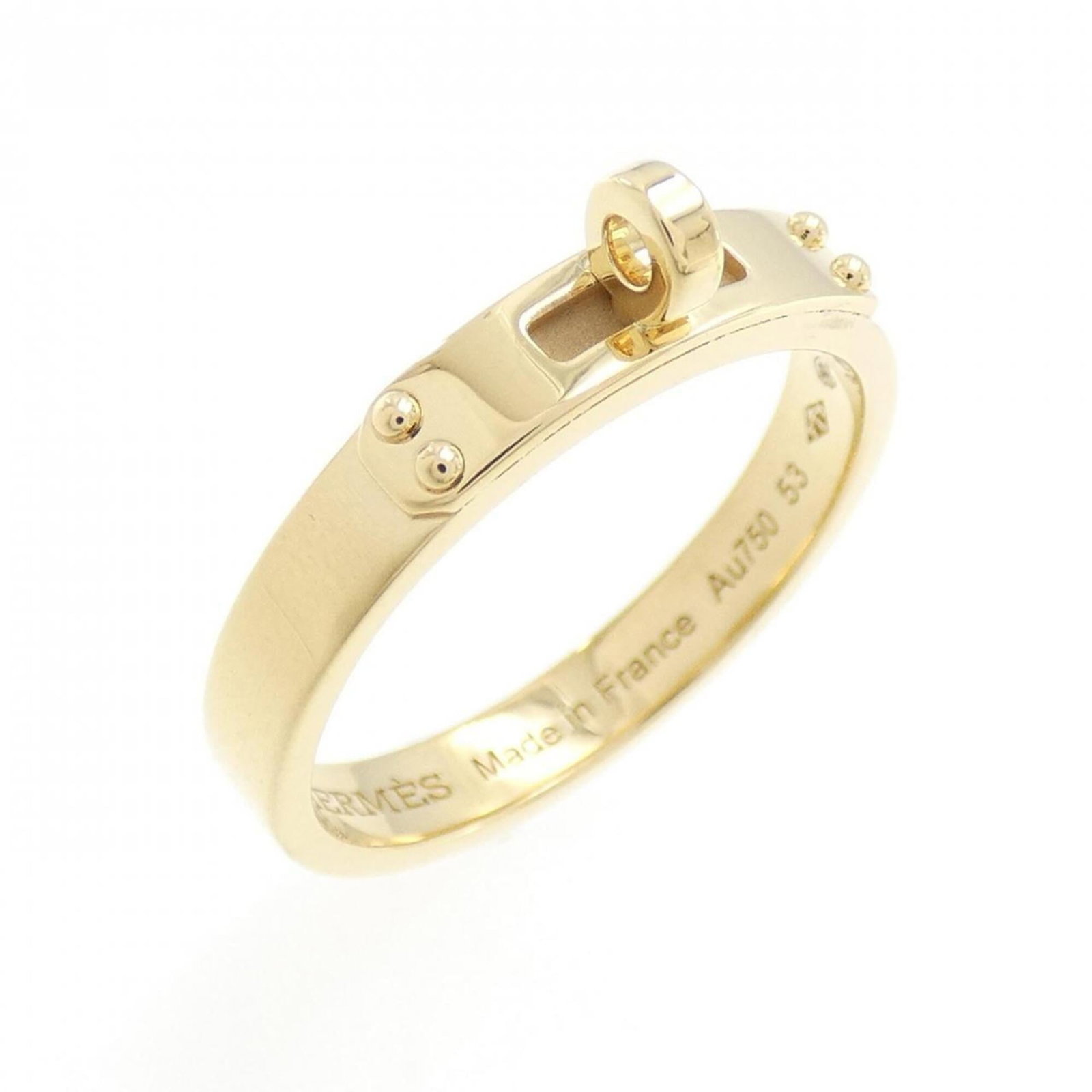 Hermes yellow gold band ring: Hermes yellow gold band ring A beautiful 18K yellow gold band ring from Hermes, crafted with high-quality materials and attention to detail. This stylish piece boasts a classic design that suits any o