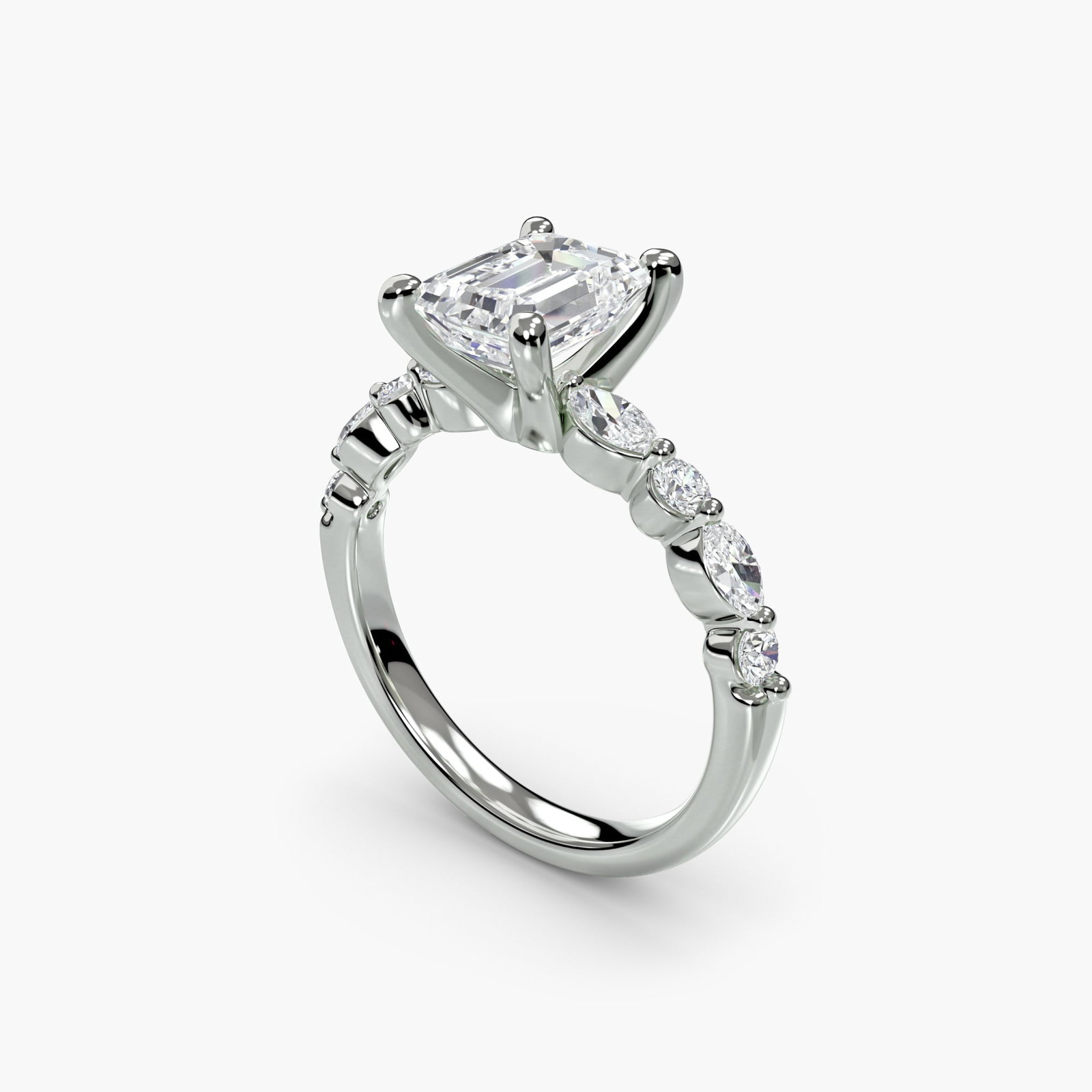 Pave Emerald 950 Platinum Ring Setting - 5