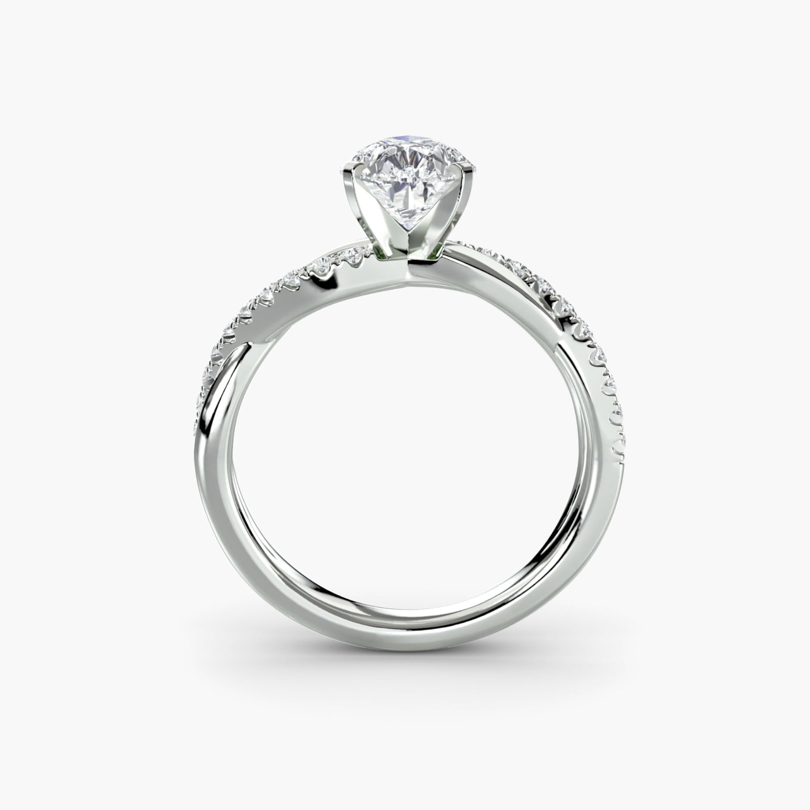 Pave Pear 950 Platinum Ring Setting: Pave Pear 950 Platinum Ring Setting Elevate your style with this stunning 950 platinum pave pear ring setting, boasting 20 side stones totaling 0.19 carats of lab-grown EF/VS color and clarity. The sl
