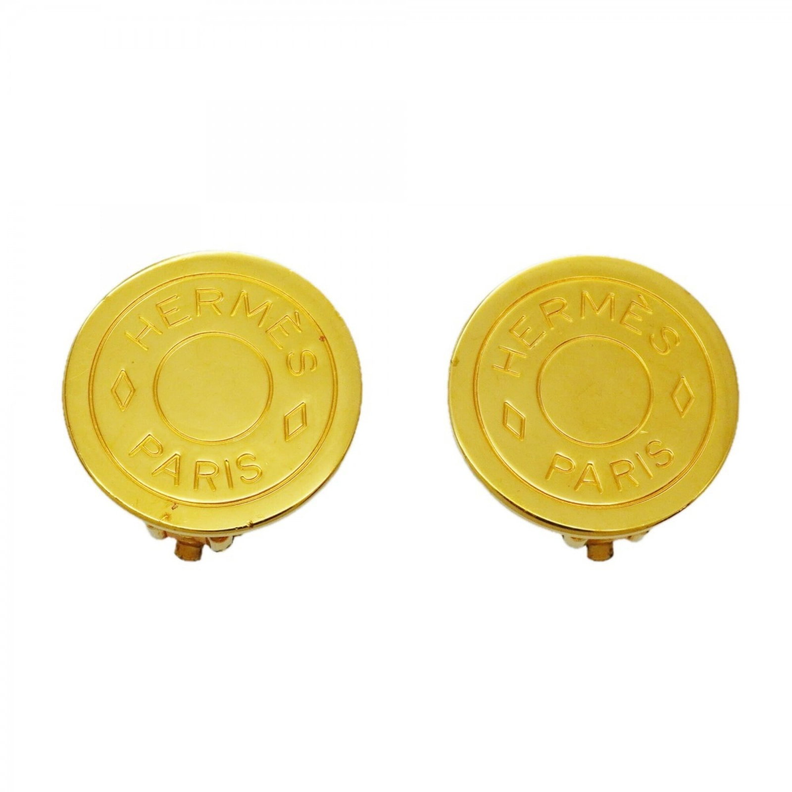 Hermes Clip Earrings Gold Plating: Hermes Clip Earrings Gold Plating Elevate your everyday look with these gold-plated Hermes clip earrings, featuring the iconic brand's signature style. With their 20mm x 20mm size and gold plating
