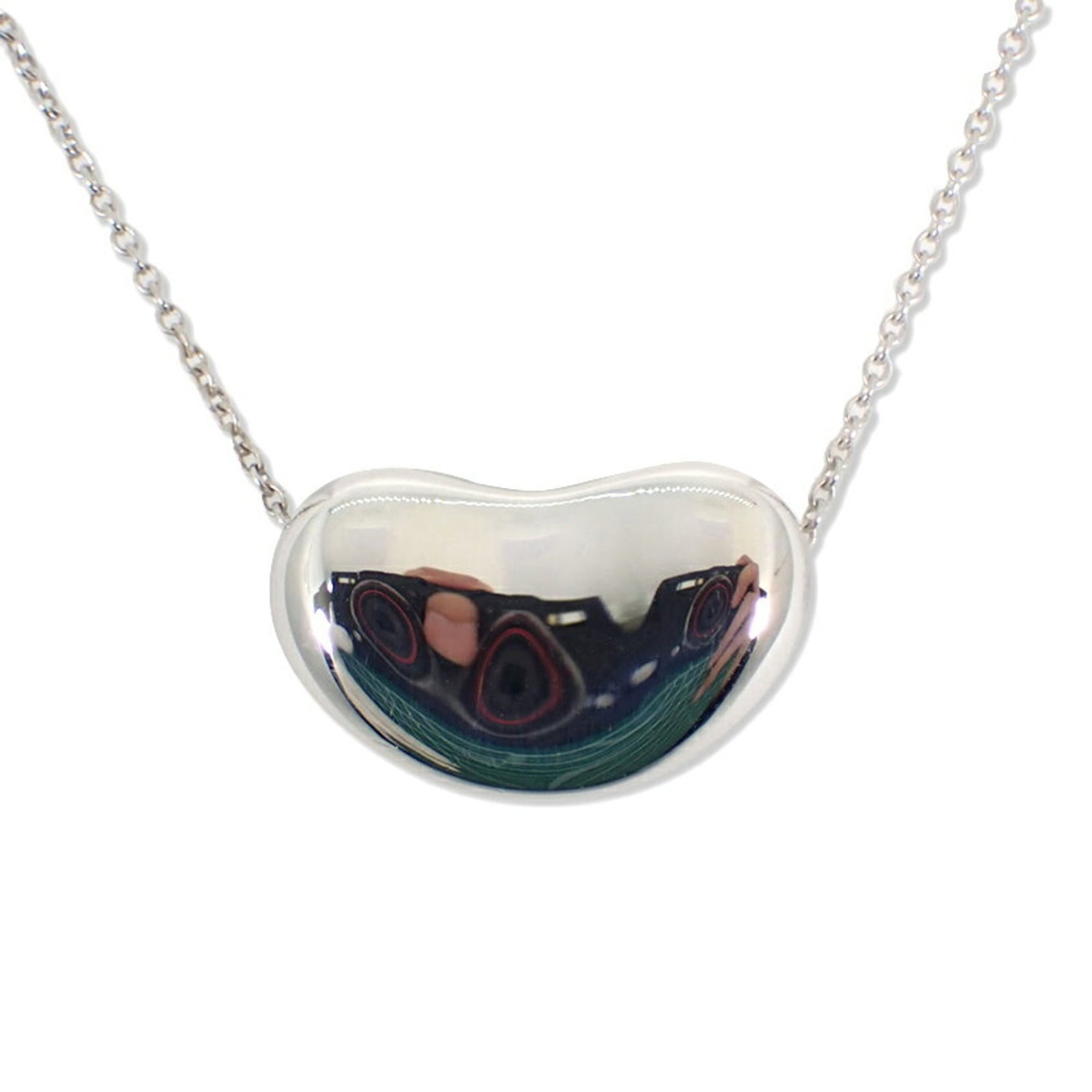 Tiffany 925 Bean Pendant Necklace: Tiffany 925 Bean Pendant Necklace A delicate 925 sterling silver pendant adorns this elegant necklace, crafted by Tiffany. The 12mm x 19mm pendant is suspended from a comfortable 42cm chain, perfect