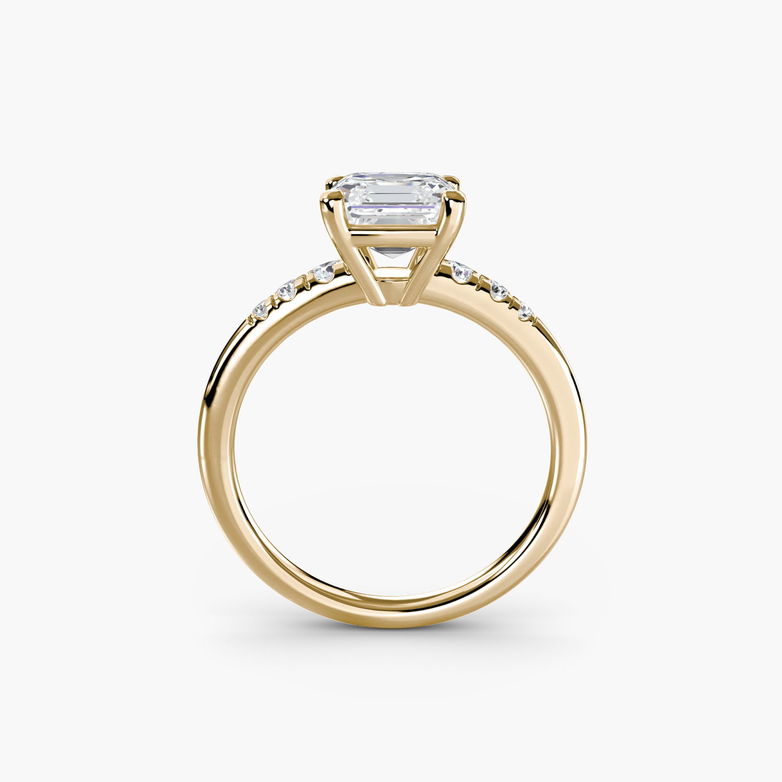 Solitaire Asscher 18Kt Yellow Gold Ring Setting: Solitaire Asscher 18Kt Yellow Gold Ring Setting Elegant simplicity is at the heart of this 18Kt yellow gold Asscher solitaire ring setting, boasting a slender 2mm band that showcases its 1.5-3 carat